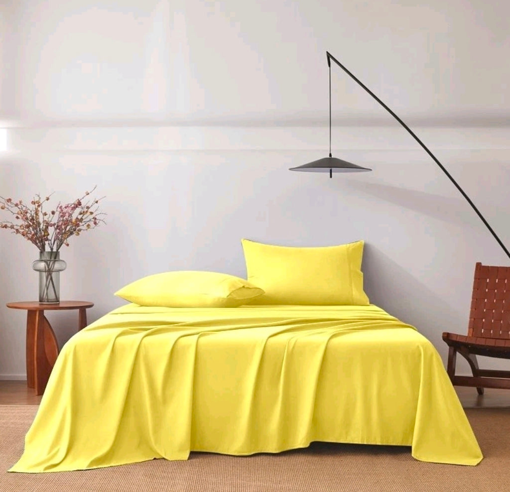 Solid Color Bedsheet Set with Pillow Covers